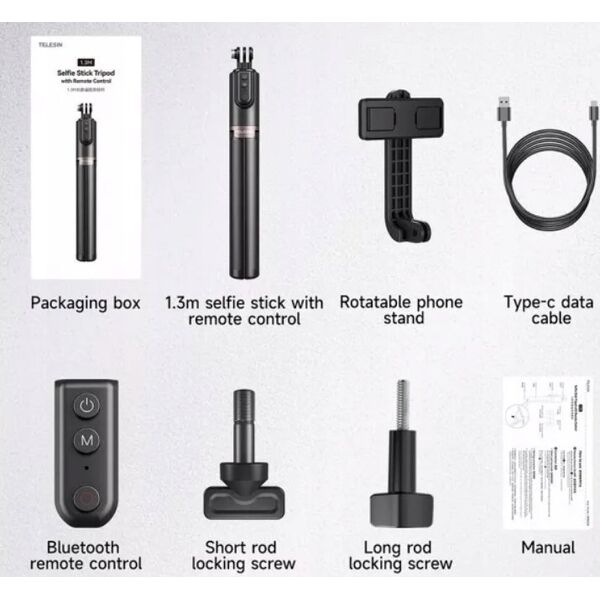 Telesin Statyw Selfie Stick + Pilot do GoPro HERO 11 10 9 8 i MAX / Telesin / TE-RCSS-003