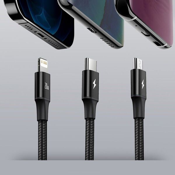 Kabel USB Baseus USB-C - USB-C + microUSB + Lightning 1.5 m Zielony (1573-74475_20220301153445)