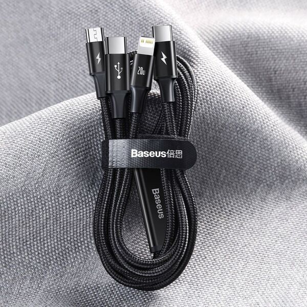 Kabel USB Baseus USB-C - USB-C + microUSB + Lightning 1.5 m Zielony (1573-74475_20220301153445)