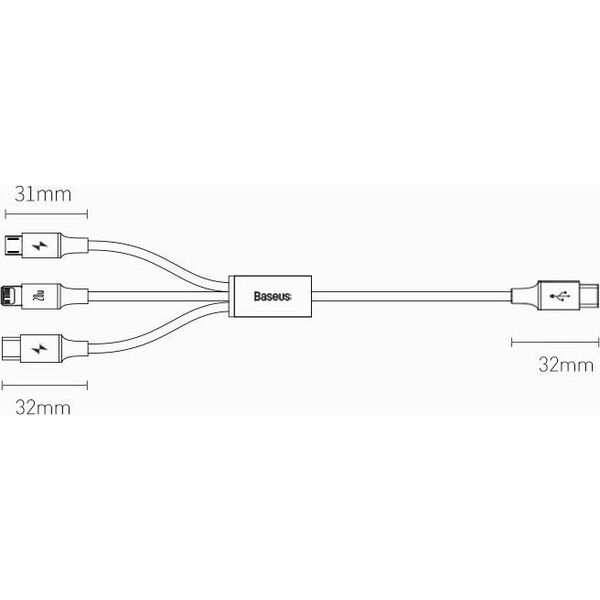 Kabel USB Baseus USB-C - USB-C + microUSB + Lightning 1.5 m Zielony (1573-74475_20220301153445)