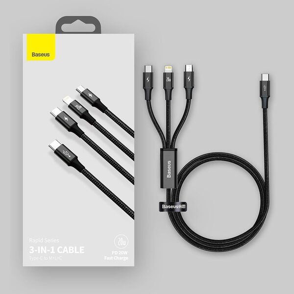 Kabel USB Baseus USB-C - USB-C + microUSB + Lightning 1.5 m Zielony (1573-74475_20220301153445)