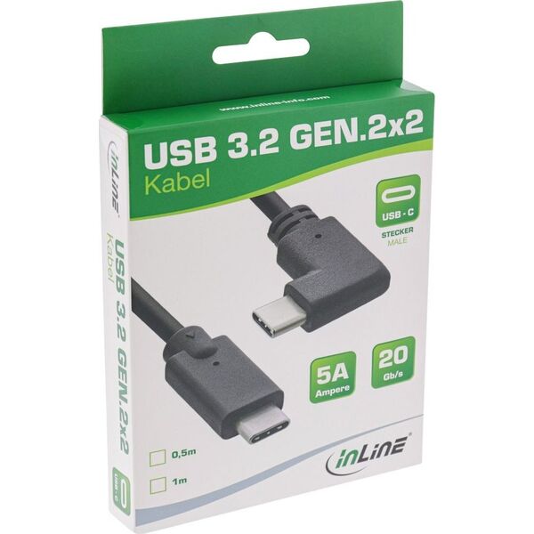 Kabel USB InLine USB-C - USB-C 0.3 m Czarny (35707W)