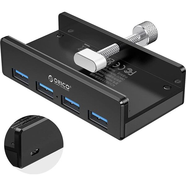 HUB USB Orico USB 3.0 aktywny, micro USB, biurkowy 4x USB A (MH4PU-P-BK-BP)