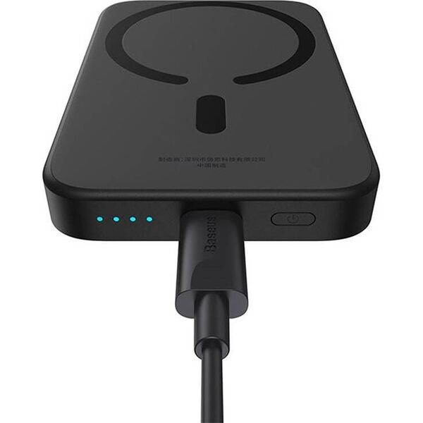 Powerbank Baseus OS-Baseus Magnetic Mini Air Wireless Fast Charge Power Bank 6000mAh 20W Cluster Black（With Simple Series Charging Cable Type-C to Type-C (20V/3A) 30cm Black)