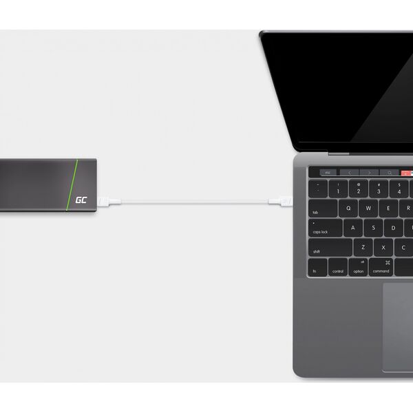 Kabel USB Green Cell USB-C - USB-C 0.3 m Biały (KABGC31W)