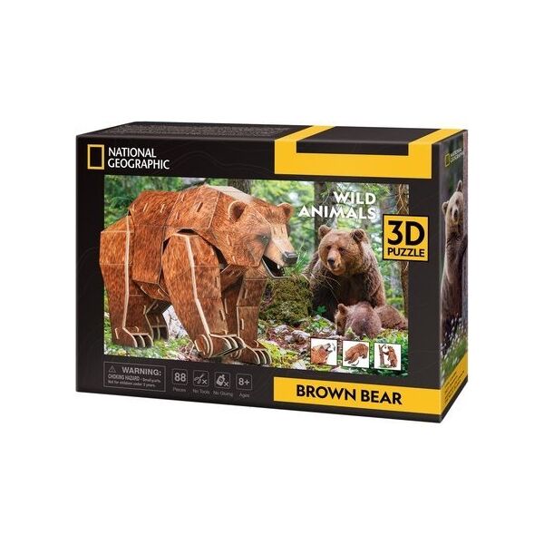 Cubic Fun CUBIC FUN PUZZLE 3D NATIONAL GEOGRAPHIC ZAGROŻONE ZWIERZĘTA - NIEDŹWIEDŹ BRUNATNY