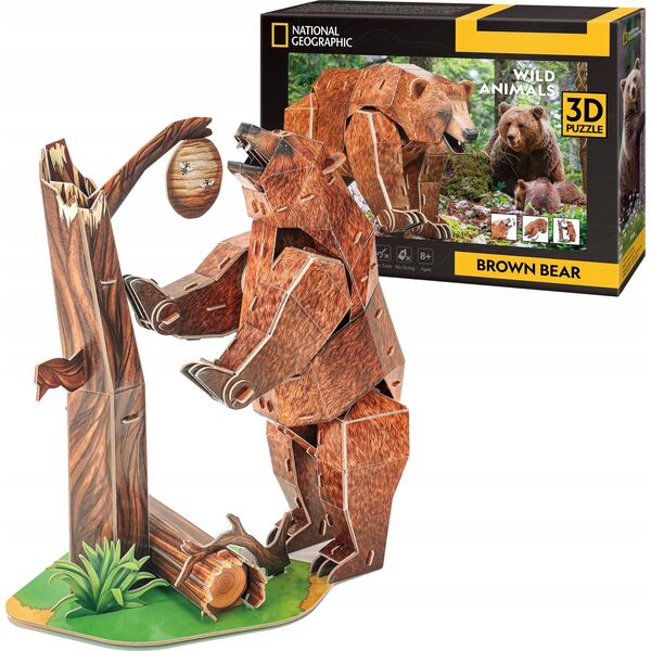 Cubic Fun CUBIC FUN PUZZLE 3D NATIONAL GEOGRAPHIC ZAGROŻONE ZWIERZĘTA - NIEDŹWIEDŹ BRUNATNY