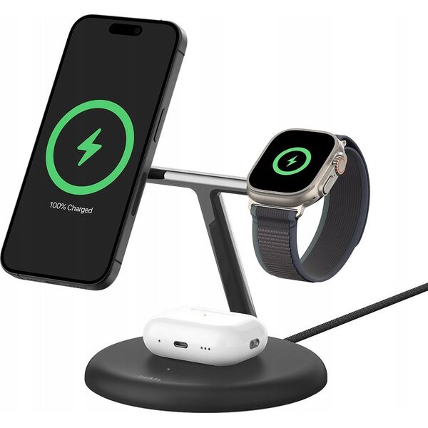 Belkin Belkin WIZ023VFBK ładowarka do urządzeń przenośnych Słuchawki, Smartfon, Smartwatch Czarny USB Bezprzewodowe ładowanie Wewnętrzna