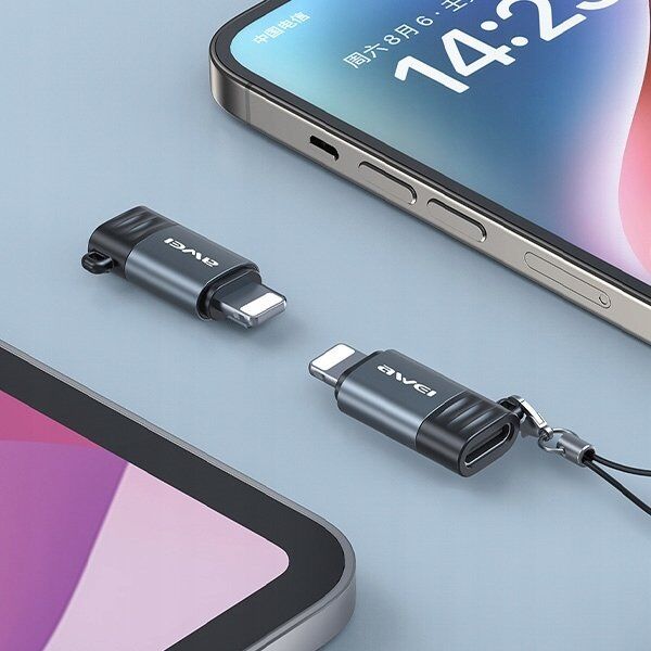 Adapter USB Awei AWEI Adapter A11 USB-C/Lightning szary    /grey
