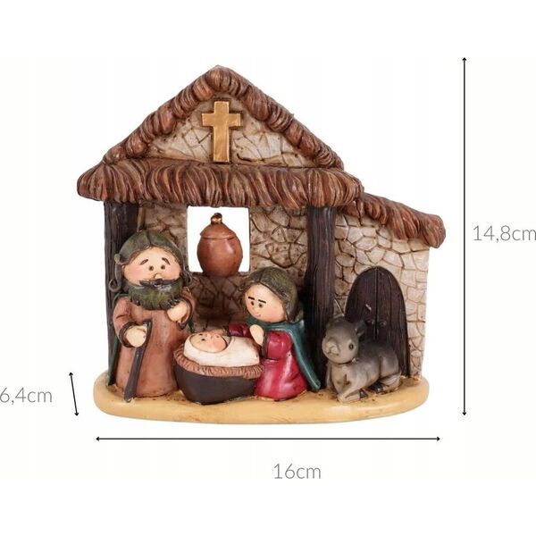 Dekoracja świąteczna Home Styling Collection Mała scenka Bożonarodzeniowa, 15 cm