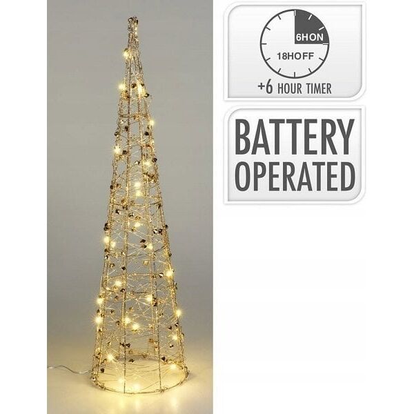 Dekoracja świąteczna Home Styling Collection Druciana choinka, figurka z LED 60 cm