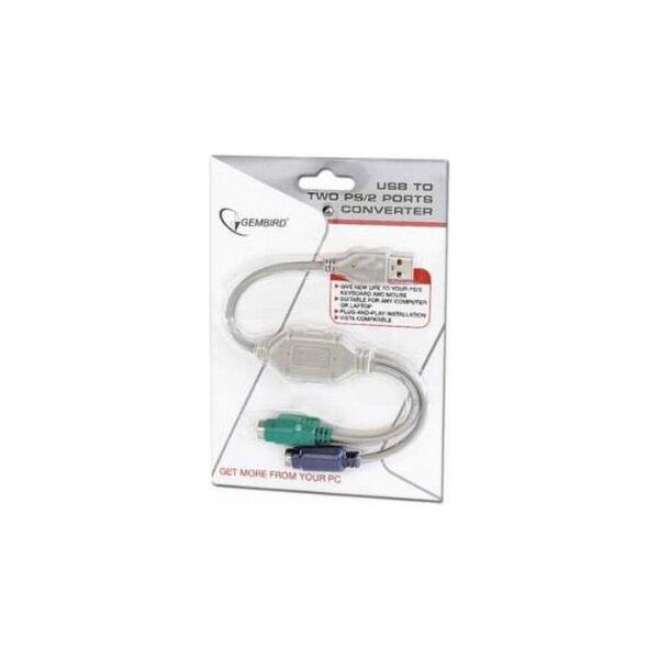 Προσαρμογέας USB Gembird - PS/2 x2 Λευκό (UAPS12) 222296 8716309017305