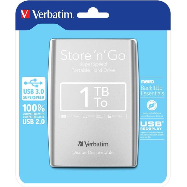 Verbatim Store 'n' Go εξωτερική μονάδα σκληρού δίσκου 1TB Silver (53071) 483918 23942530718