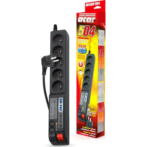 Πολύπριζο Acar 504WF, 5 πρίζες, 3 m, μαύρο (W0073) 83467 5904743005409
