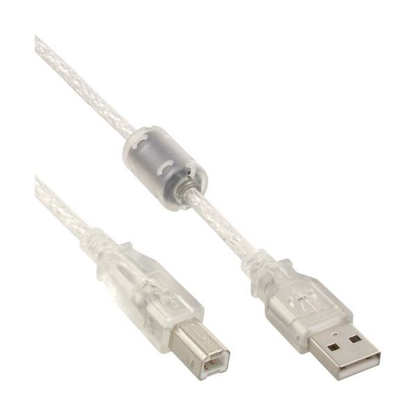 USB InLine USB-A - Καλώδιο USB-B 2 m Διαφανές (34518) 551568 4043718021024