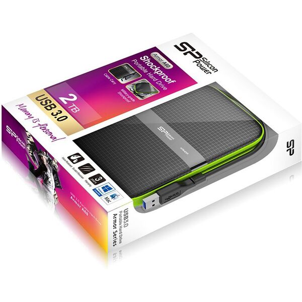 Εξωτερικός σκληρός δίσκος Silicon Power Armor A60 1TB Μαύρο-πράσινο (SP010TBPHDA60S3K) 655606 8865760128898