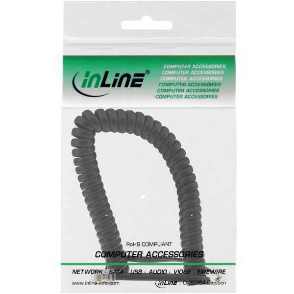 Καλώδιο InLine Spiral RJ10 αρσενικό - αρσενικό μαύρο 2m (18893A) 873384 4043718103621