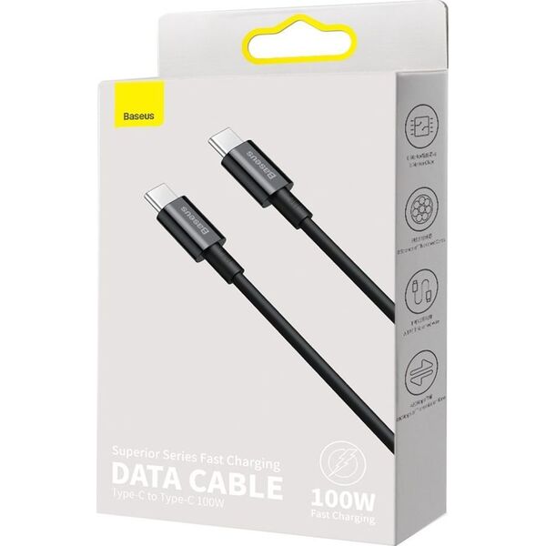 Kabel USB Baseus USB-C - USB-C 1 m Czarny (BSU2848BLK)