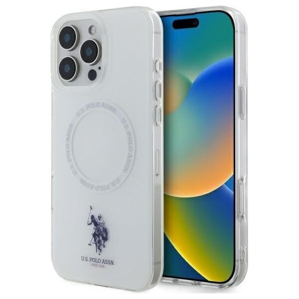 U.S. Polo Assn US Polo USHMP16XHOCLDPW iPhone 16 Pro Max 6.9" biały/white IML Ring MagSafe