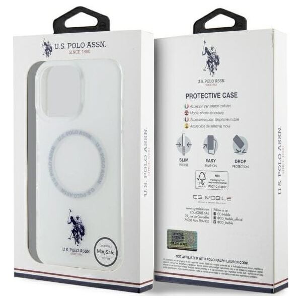 U.S. Polo Assn US Polo USHMP16XHOCLDPW iPhone 16 Pro Max 6.9" biały/white IML Ring MagSafe