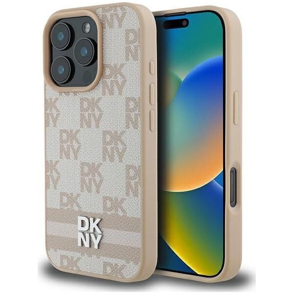 DKNY DKNY DKHCP16LPCPTSSP iPhone 16 Pro 6.3" różowy/pink hardcase Checkered Pattern & Printed Stripes