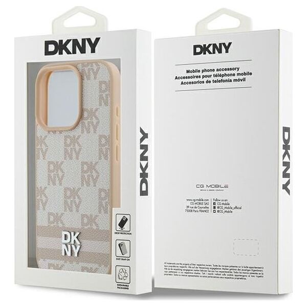 DKNY DKNY DKHCP16LPCPTSSP iPhone 16 Pro 6.3" różowy/pink hardcase Checkered Pattern & Printed Stripes