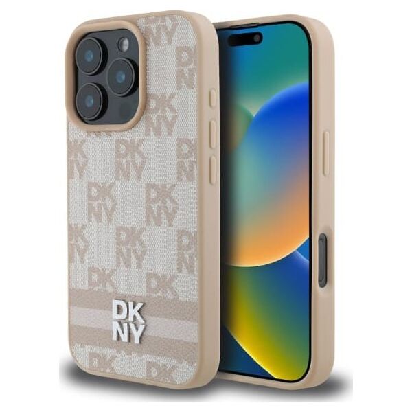 DKNY DKNY DKHCP16LPCPTSSP iPhone 16 Pro 6.3" różowy/pink hardcase Checkered Pattern & Printed Stripes