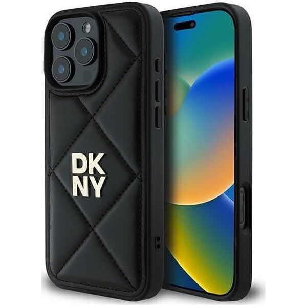 DKNY DKNY DKHCP16LPQDSLK iPhone 16 Pro 6.3" czarny/black Quilted Stack Logo