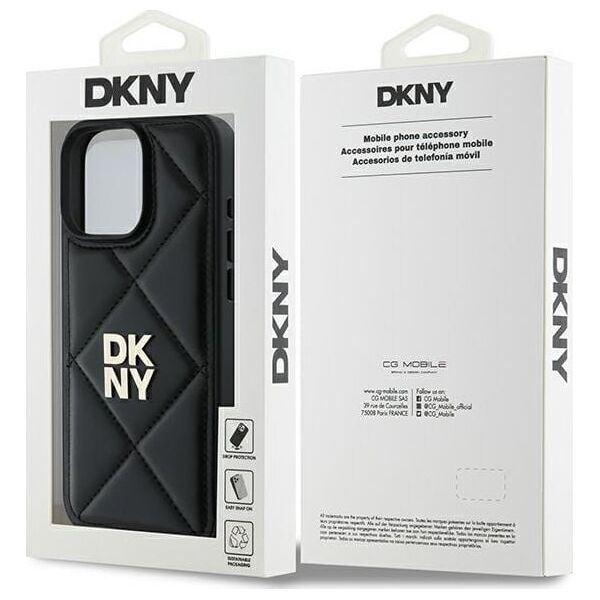 DKNY DKNY DKHCP16LPQDSLK iPhone 16 Pro 6.3" czarny/black Quilted Stack Logo