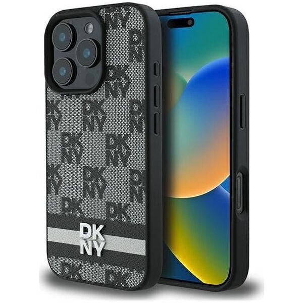 DKNY DKNY DKHCP16LPCPTSSK iPhone 16 Pro 6.3"  czarny/black hardcase Checkered Pattern & Printed Stripes