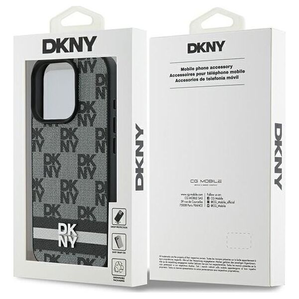 DKNY DKNY DKHCP16LPCPTSSK iPhone 16 Pro 6.3"  czarny/black hardcase Checkered Pattern & Printed Stripes