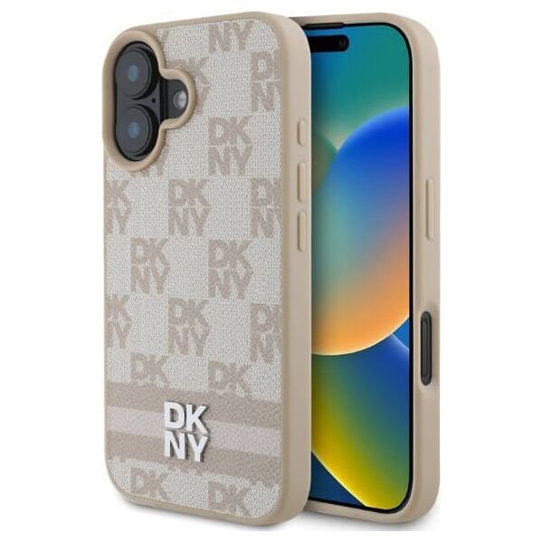 DKNY DKNY DKHCP16SPCPTSSP iPhone 16 6.1" różowy/pink hardcase Checkered Pattern & Printed Stripes