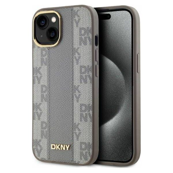 DKNY DKNY DKHMP14SPCPVSLE iPhone 14 6.1" beżowy/beige hardcase Leather Checkered Mono Pattern MagSafe