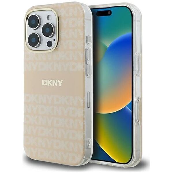 DKNY DKNY DKHMP16LHRHSEP iPhone 16 Pro 6.3" różowy/pink hardcase Repeat texture patern & Stripe MagSafe