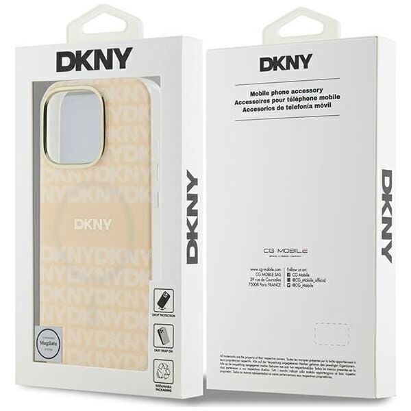 DKNY DKNY DKHMP16LHRHSEP iPhone 16 Pro 6.3" różowy/pink hardcase Repeat texture patern & Stripe MagSafe