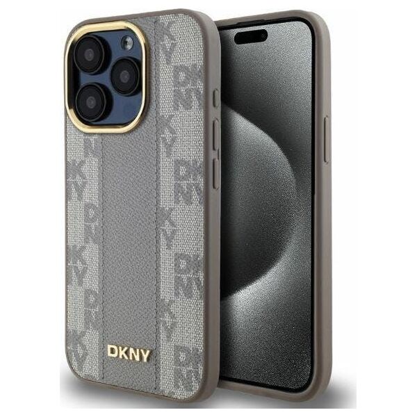 DKNY DKNY DKHMP14XPCPVSLE iPhone 14 Pro Max 6.7" beżowy/beige hardcase Leather Checkered Mono Pattern MagSafe