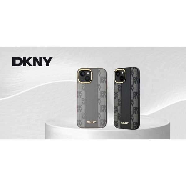 DKNY DKNY DKHMP15MPCPVSLE iPhone 15 Plus 6.7" beżowy/beige hardcase Leather Checkered Mono Pattern MagSafe
