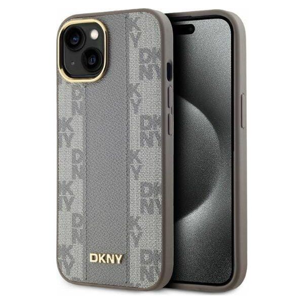 DKNY DKNY DKHMP15MPCPVSLE iPhone 15 Plus 6.7" beżowy/beige hardcase Leather Checkered Mono Pattern MagSafe