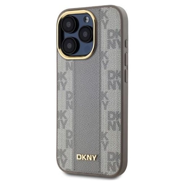 DKNY DKNY DKHMP15XPCPVSLE iPhone 15 Pro Max 6.7" beżowy/beige hardcase Leather Checkered Mono Pattern MagSafe