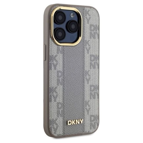 DKNY DKNY DKHMP15XPCPVSLE iPhone 15 Pro Max 6.7" beżowy/beige hardcase Leather Checkered Mono Pattern MagSafe