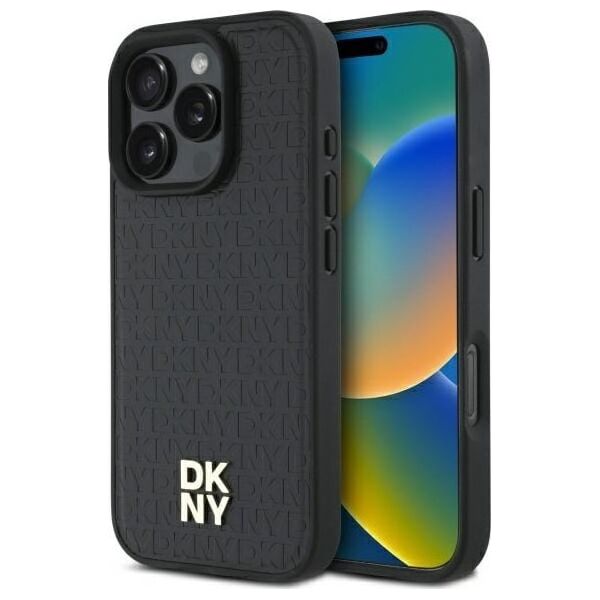 DKNY DKNY DKHMP16LPSHRPSK iPhone 16 Pro 6.3"   hardcase czarny/black Repeat Pattern Stack Logo MagSafe