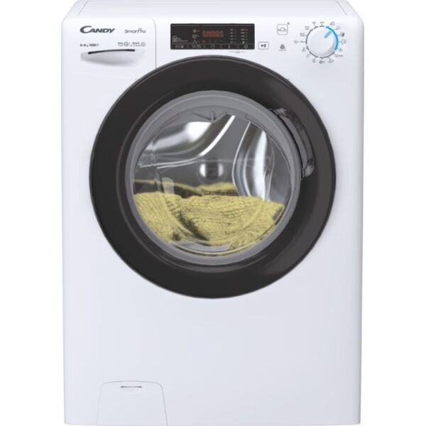 Pralko-suszarka Candy Candy Washing Machine with Dryer | CSHW4645TWB3/1-S | Energy efficiency class C/E | Front loading | Washing capacity 6 kg | 1400 RPM | Depth 45 cm | Width 60 cm | Display | Digit | Drying system | Drying capacity 4 kg | Steam functio