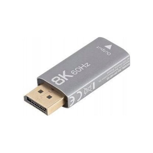 Adapter AV Lanberg Adapter Lanberg Displayport (M) -> HDMI (F) 8K srebrny