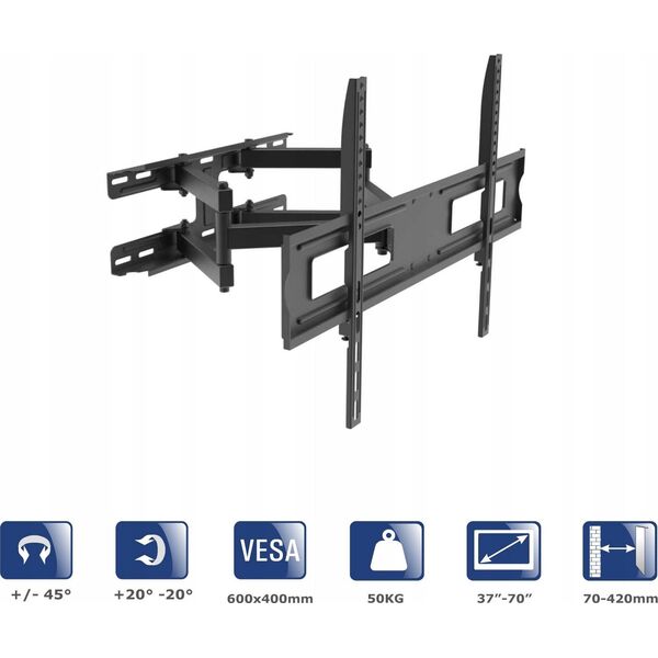 Akyga AKYGA AK-MB-10 TV Wall Mount Full Motion Bracket +-45deg 50kg VESA 600x400mm 37-70inch