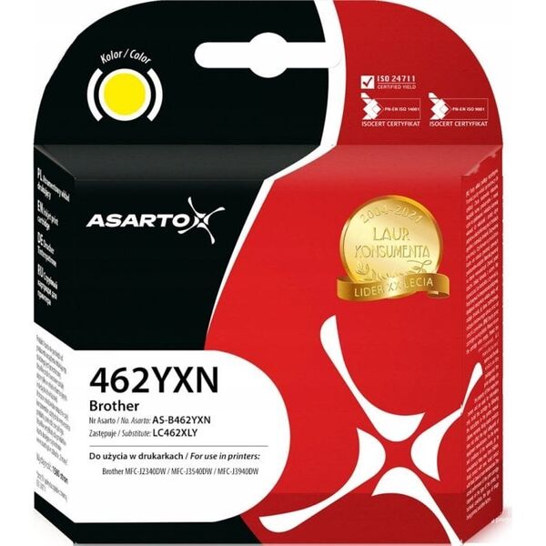 Tusz Asarto Tusz Asarto do Brother 462YXN | LC462XLY | 1500 str. | yellow