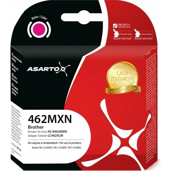 Tusz Asarto Tusz Asarto do Brother 462MXN | LC462XLM | 1500 str. | magenta