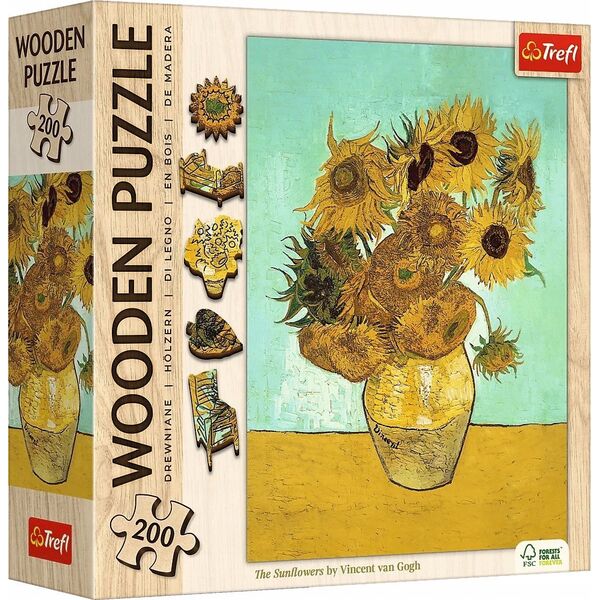 Trefl Puzzle drewniane 200 elementów Słoneczniki Vincent van Gogh