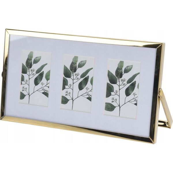Ramka Home Styling Collection Metalowa ramka stojąca na trzy zdjęcia, passe-partout, 22 x 12 x 1 cm