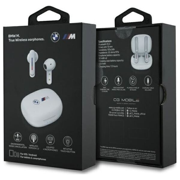 Słuchawki BMW BMW słuchawki Bluetooth BMBEMIATP20LOH    TWS + stacja dokująca biały/white Printed Logos