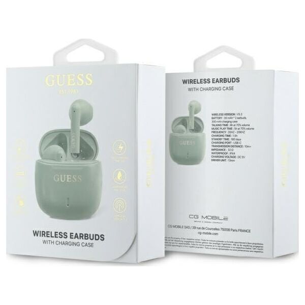 Słuchawki Guess Guess Bluetooth headphones GUTWSJ14ESGN TWS + docking station green/green Printed Classic Logo